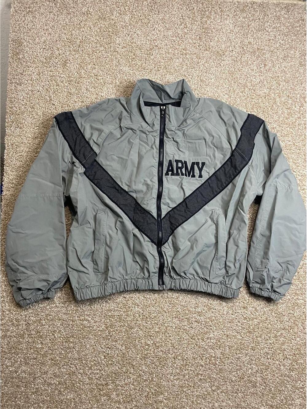 Vintage Military Jacket XL Windbreaker US Army Fitness Kit Grey‎